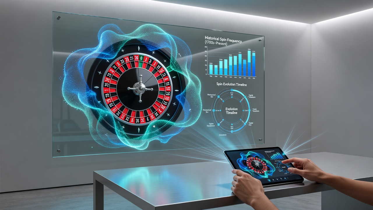 Detailansicht eines AR-Overlays mit Spin-Statistiken auf einem virtuellen Roulette-Rad
