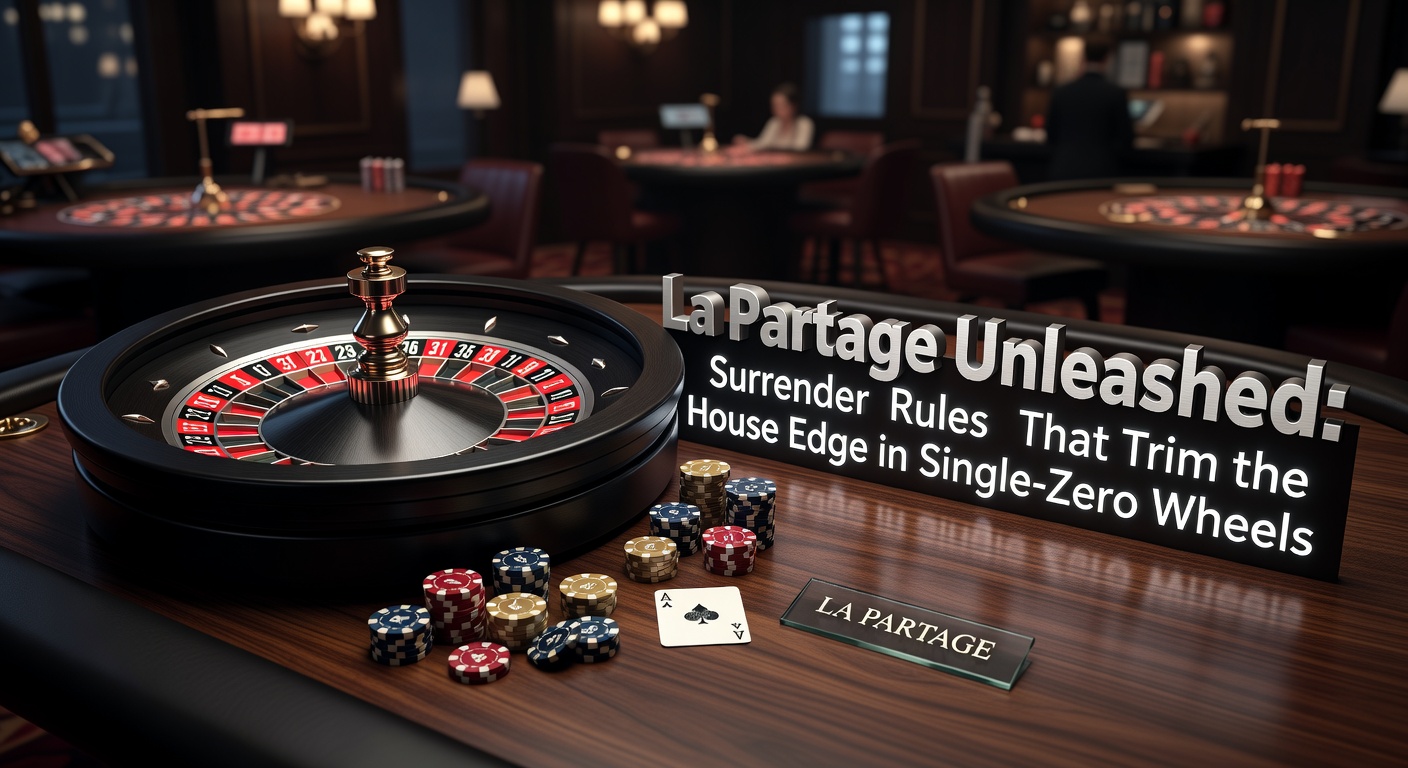 Ein klassisches Single-Zero-Roulette-Rad mit markierter Null und umliegenden Wetten, das die La-Partage-Regel visualisiert