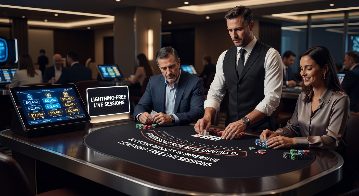 Detaillierte Auszahlungstabelle für Progressive Side Bets mit Beispielen für Straight-Up und benachbarte Zahlen in einer Live-Session