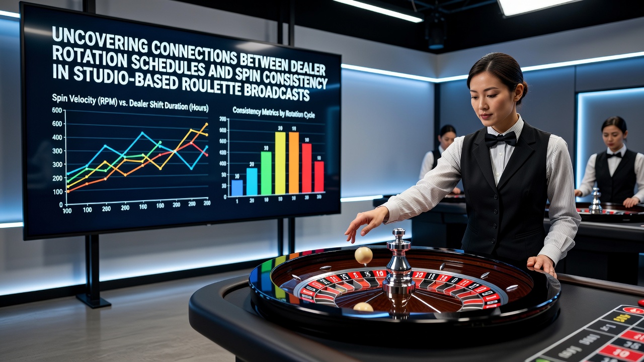 Croupier wechselt am Roulette-Tisch in einem professionellen Studio während einer Live-Übertragung